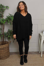 Bo Slouch V-Neck Jumper Black Black - Bo Slouch V-Neck Jumper Black
