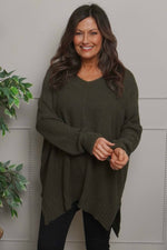 Bo Slouch V-Neck Jumper Khaki Khaki - Bo Slouch V-Neck Jumper Khaki