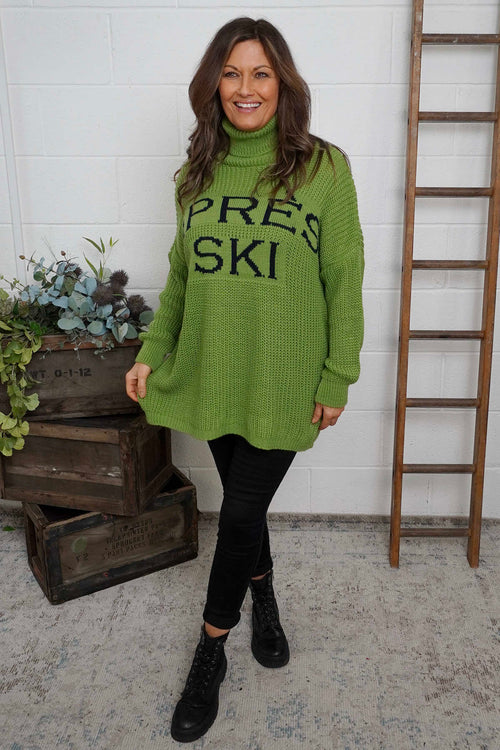 Apres Ski Polo Neck Jumper Olive - Image 3