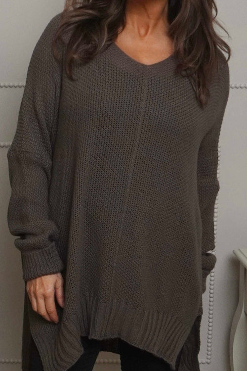 Bo Slouch V-Neck Jumper Dark Mocha - Image 3
