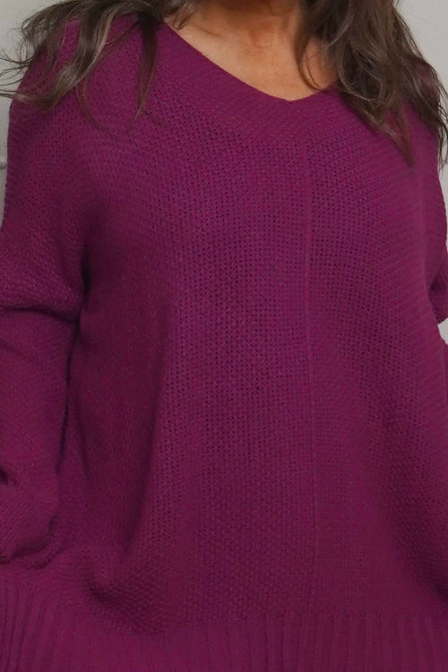 Bo Slouch V-Neck Jumper Berry - Image 3