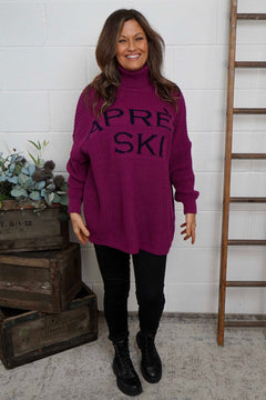 Apres Ski Polo Neck Jumper Berry