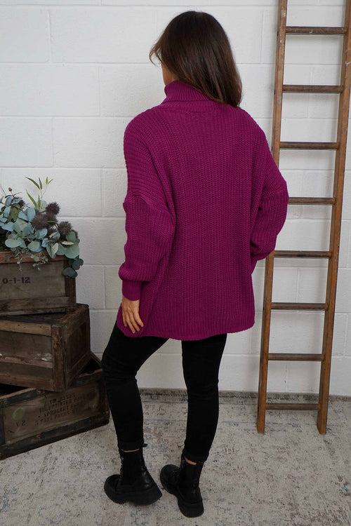 Apres Ski Polo Neck Jumper Berry - Image 4