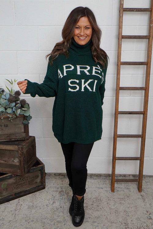 Apres Ski Polo Neck Jumper Bottle Green - Image 3