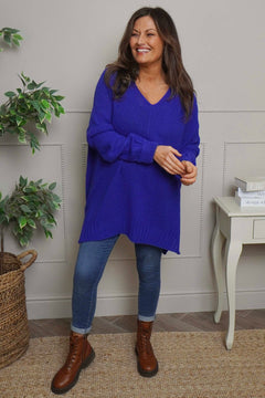 Bo Slouch V-Neck Jumper Cobalt