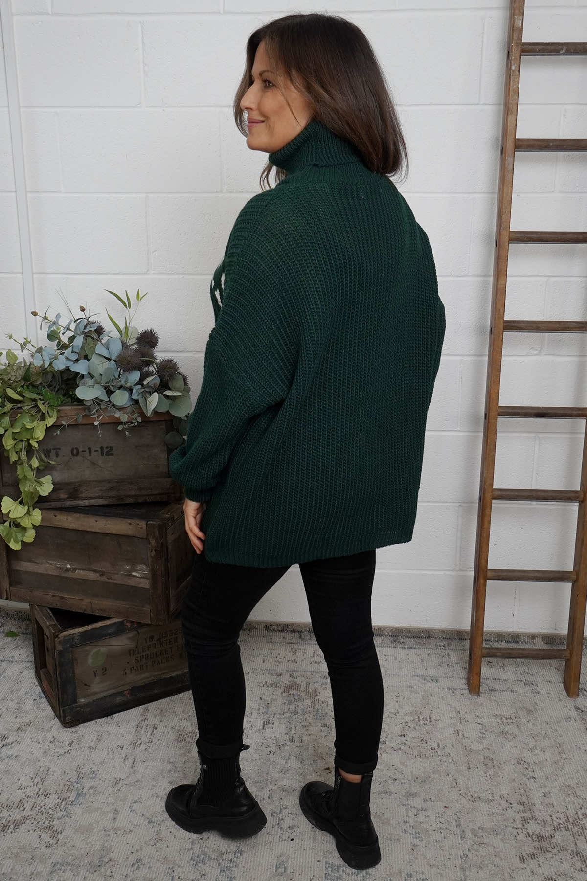 Apres Ski Polo Neck Jumper Bottle Green