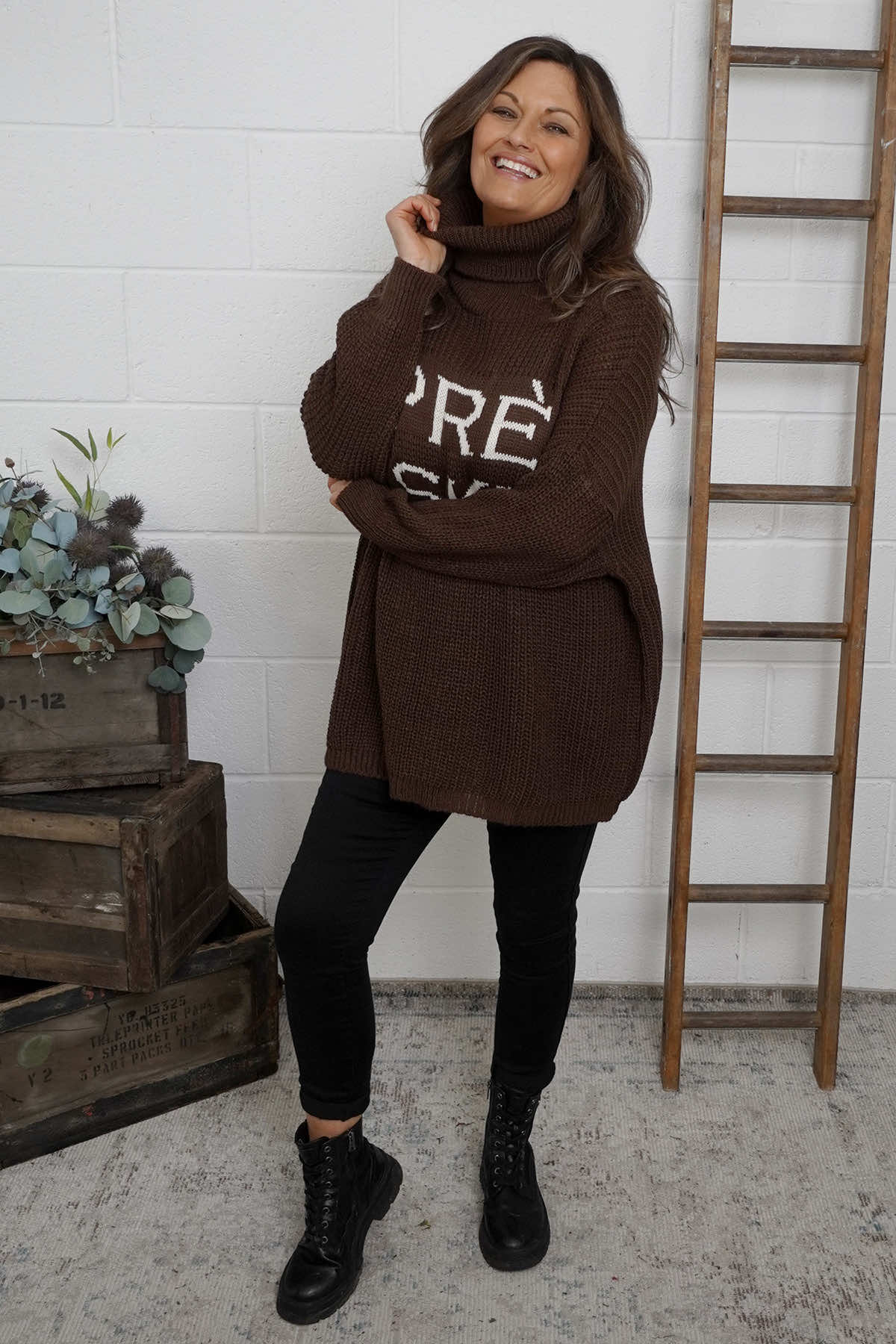 Apres Ski Polo Neck Jumper Cocoa