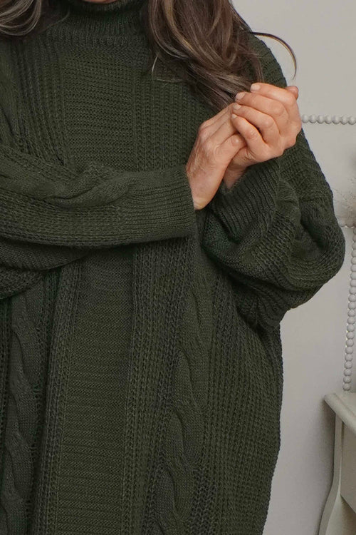 Ellis Polo Knitted Jumper Khaki - Image 3