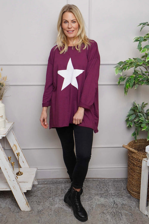 Jodene Star Cotton Top Burgundy - Image 1