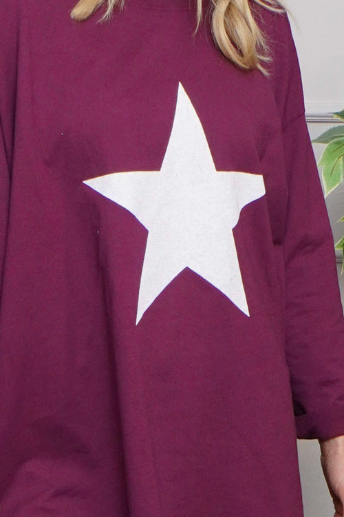 Jodene Star Cotton Top Burgundy - Image 3