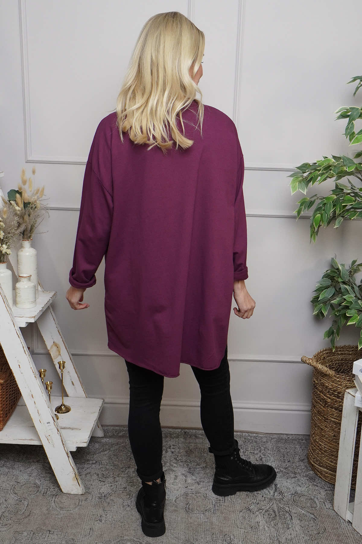 Jodene Star Cotton Top Burgundy