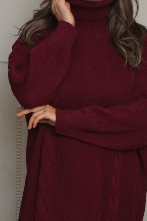 Ellis Polo Knitted Jumper Wine - Image 3