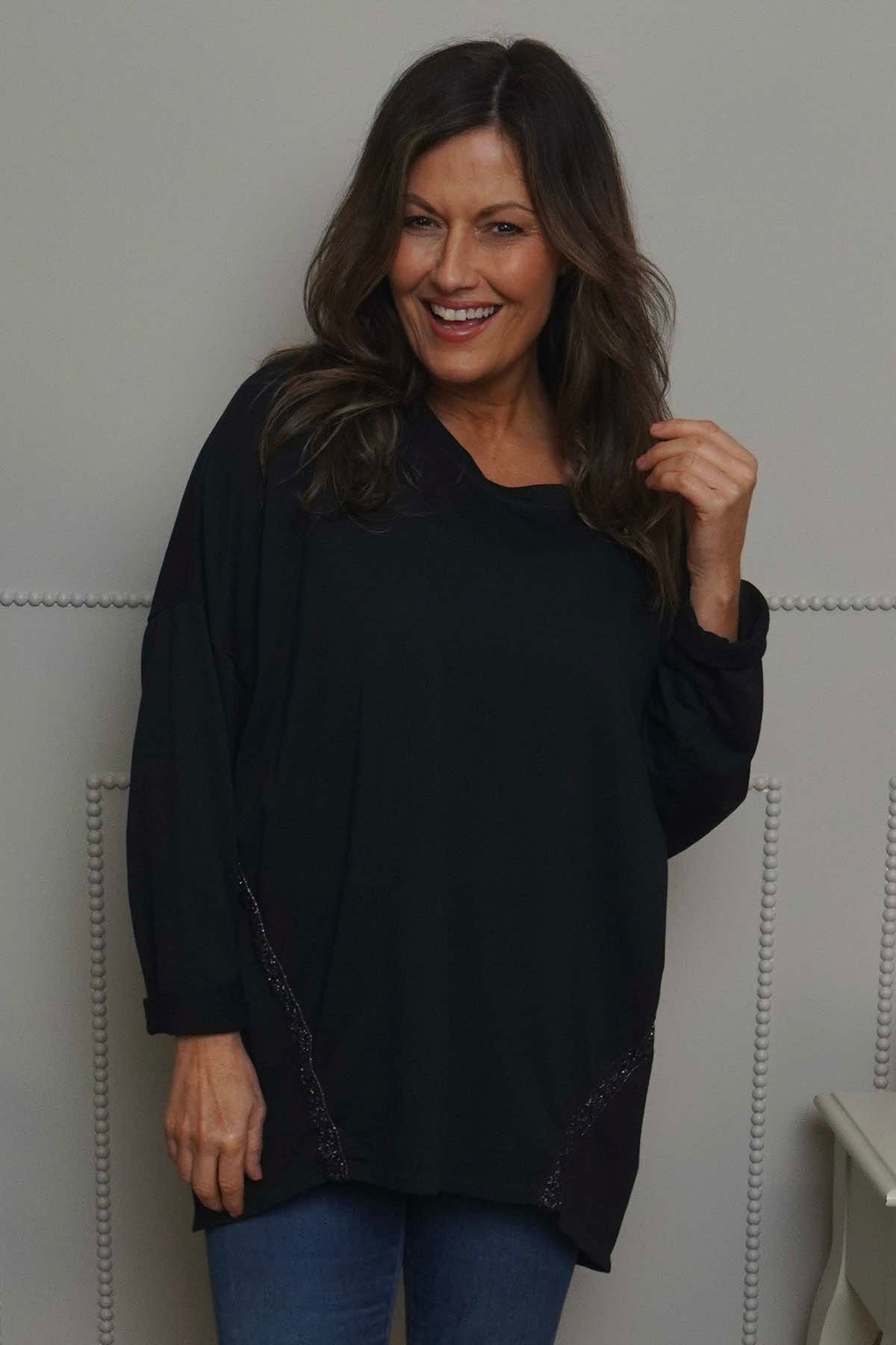 Edwina Cotton Top Black