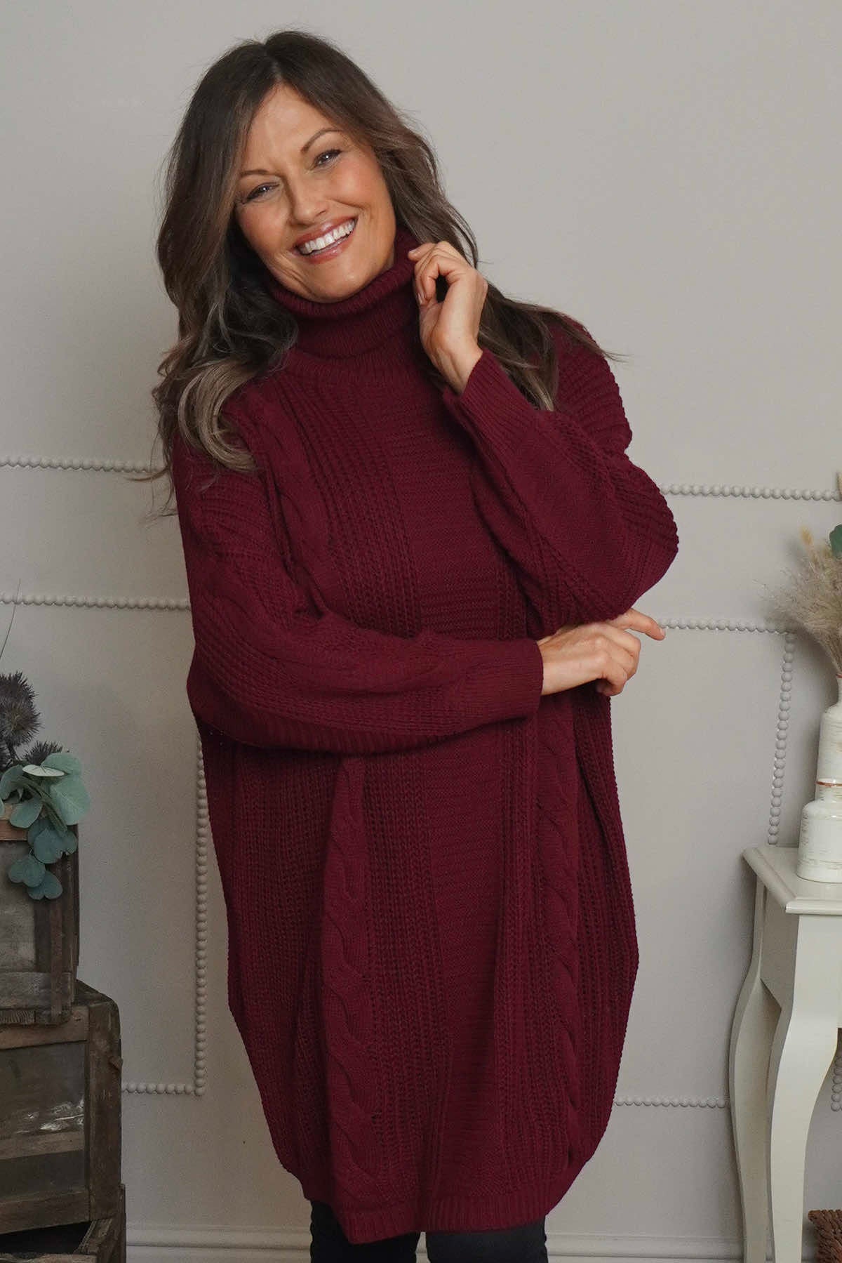 Ellis Polo Knitted Jumper Wine
