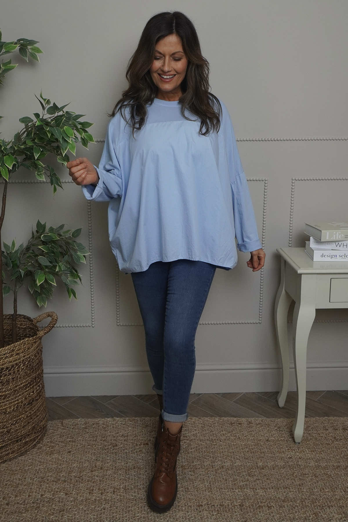 Dianne Cotton Top Light Blue