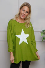 Jodene Star Cotton Top Olive Olive - Jodene Star Cotton Top Olive
