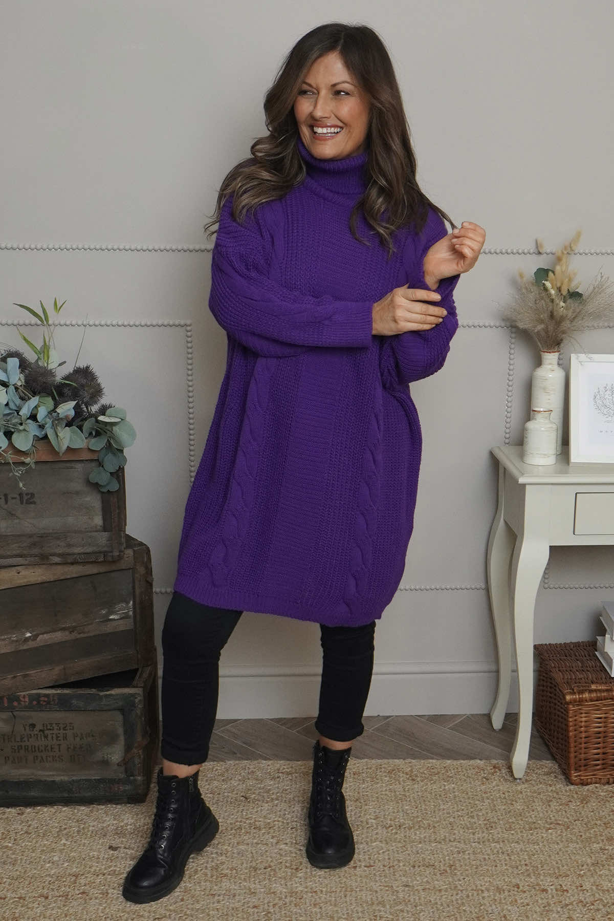 Ellis Polo Knitted Jumper Purple