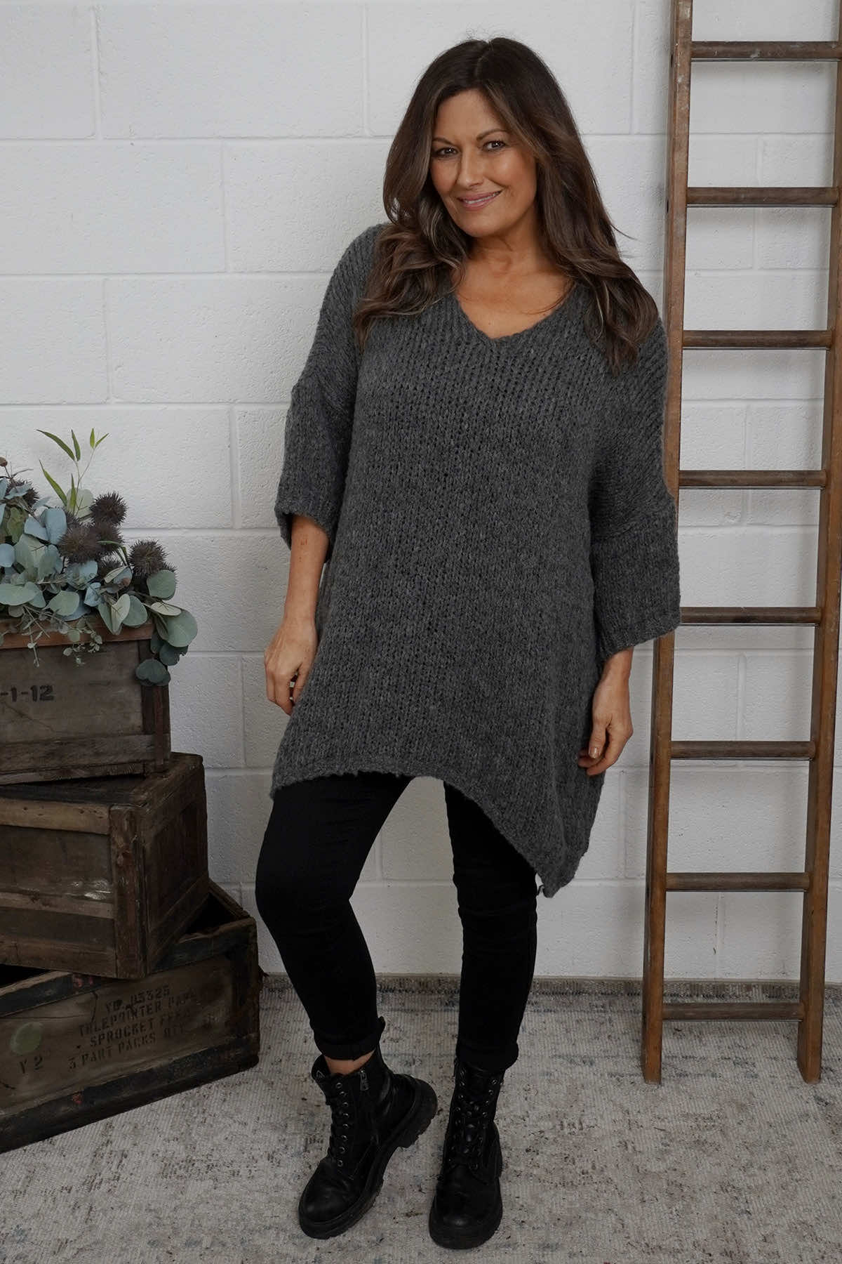 Skyler Knitted Jumper Mid Grey