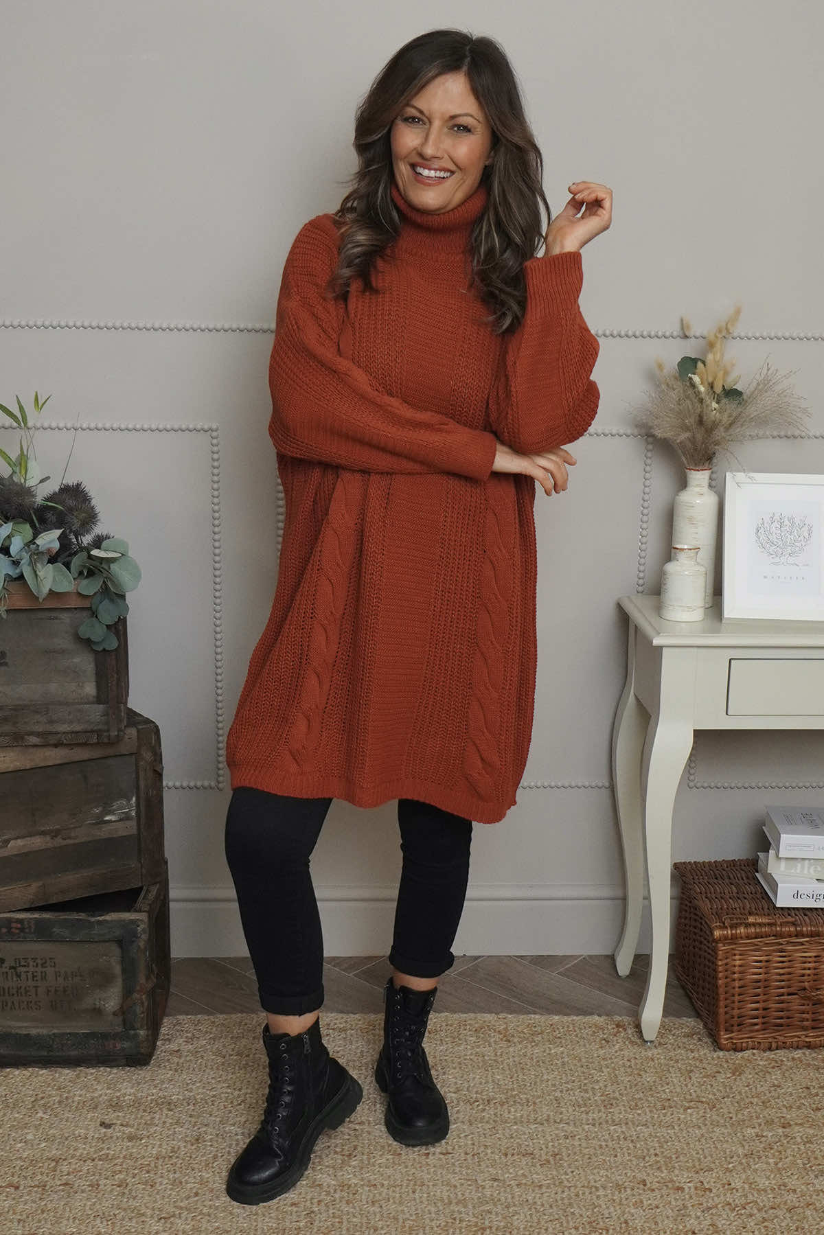 Ellis Polo Knitted Jumper Burnt Orange