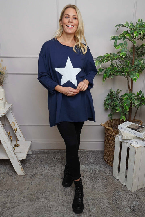 Jodene Star Cotton Top Navy - Image 1
