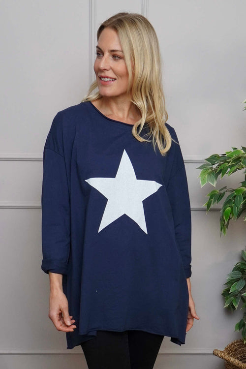 Jodene Star Cotton Top Navy - Image 2