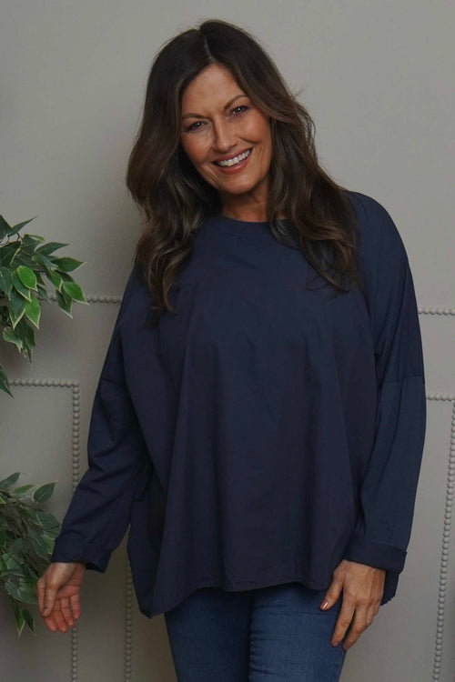 Dianne Cotton Top Navy - Image 2