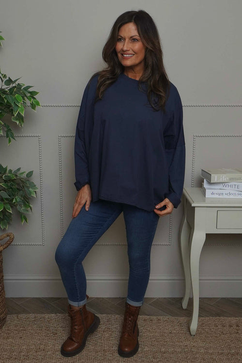Dianne Cotton Top Navy - Image 1