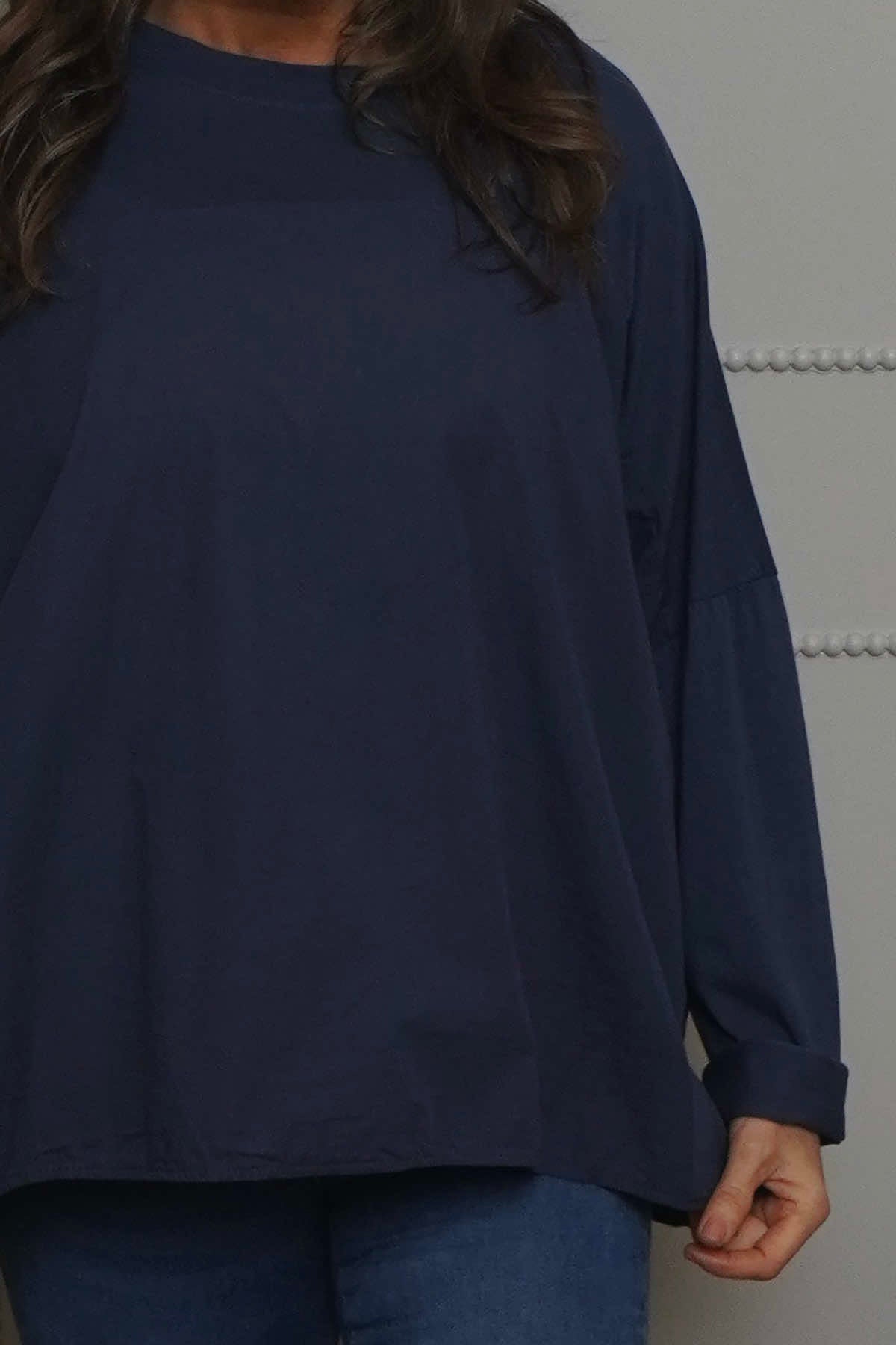 Dianne Cotton Top Navy