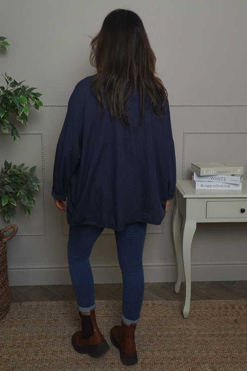 Dianne Cotton Top Navy - Image 4