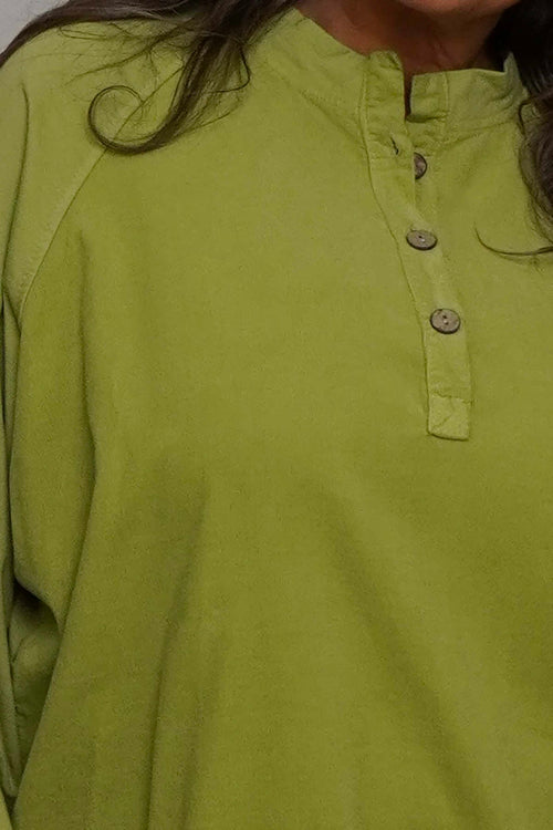 Nyree Button Cotton Top Green - Image 3