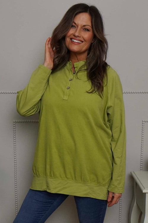 Nyree Button Cotton Top Green - Image 2