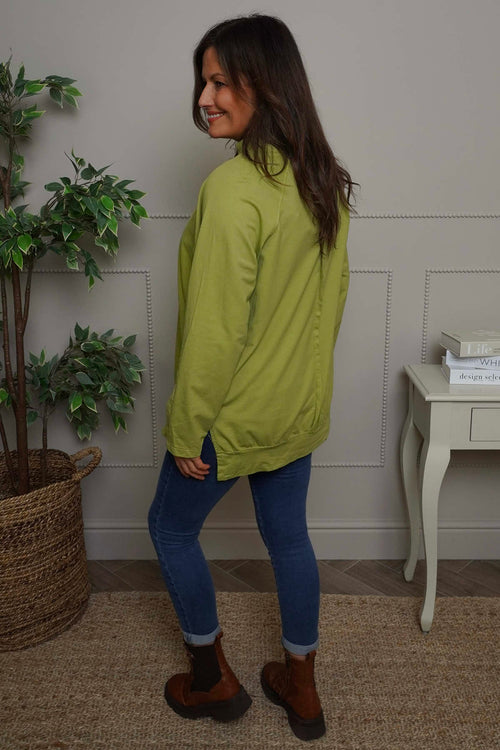 Nyree Button Cotton Top Green - Image 4