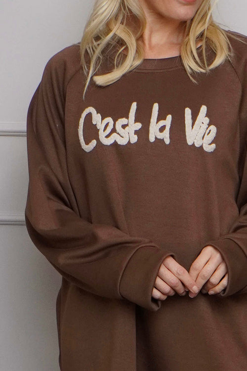 C'est La Vie Sweatshirt Cocoa - Image 3