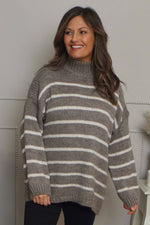Joella Stripe Knitted Jumper Mocha Mocha - Joella Stripe Knitted Jumper Mocha