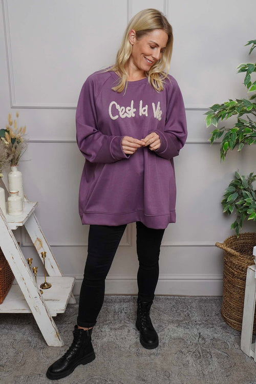 C'est La Vie Sweatshirt Purple - Image 2