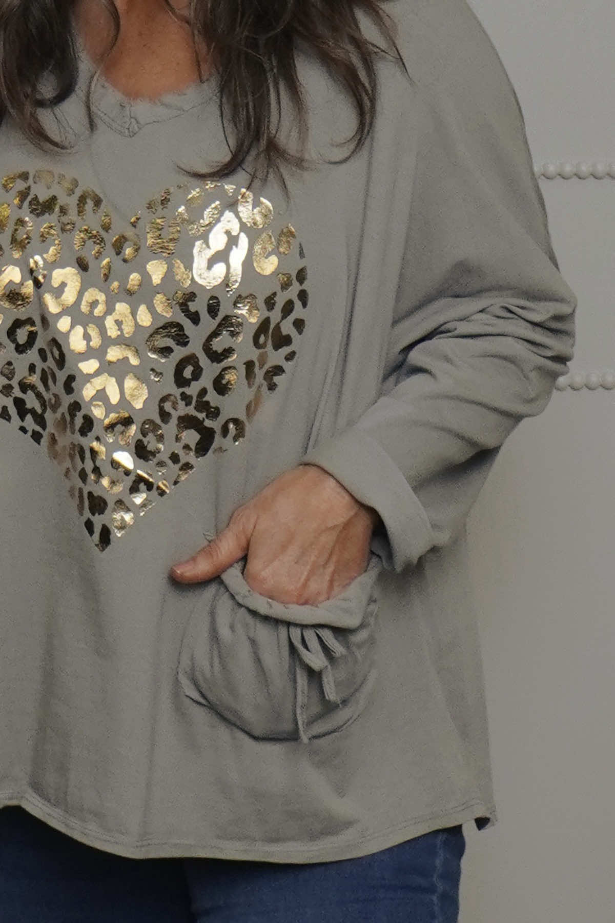 Cherie Heart Cotton Top Mocha