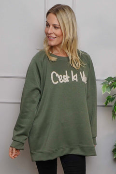 C'est La Vie Sweatshirt Khaki