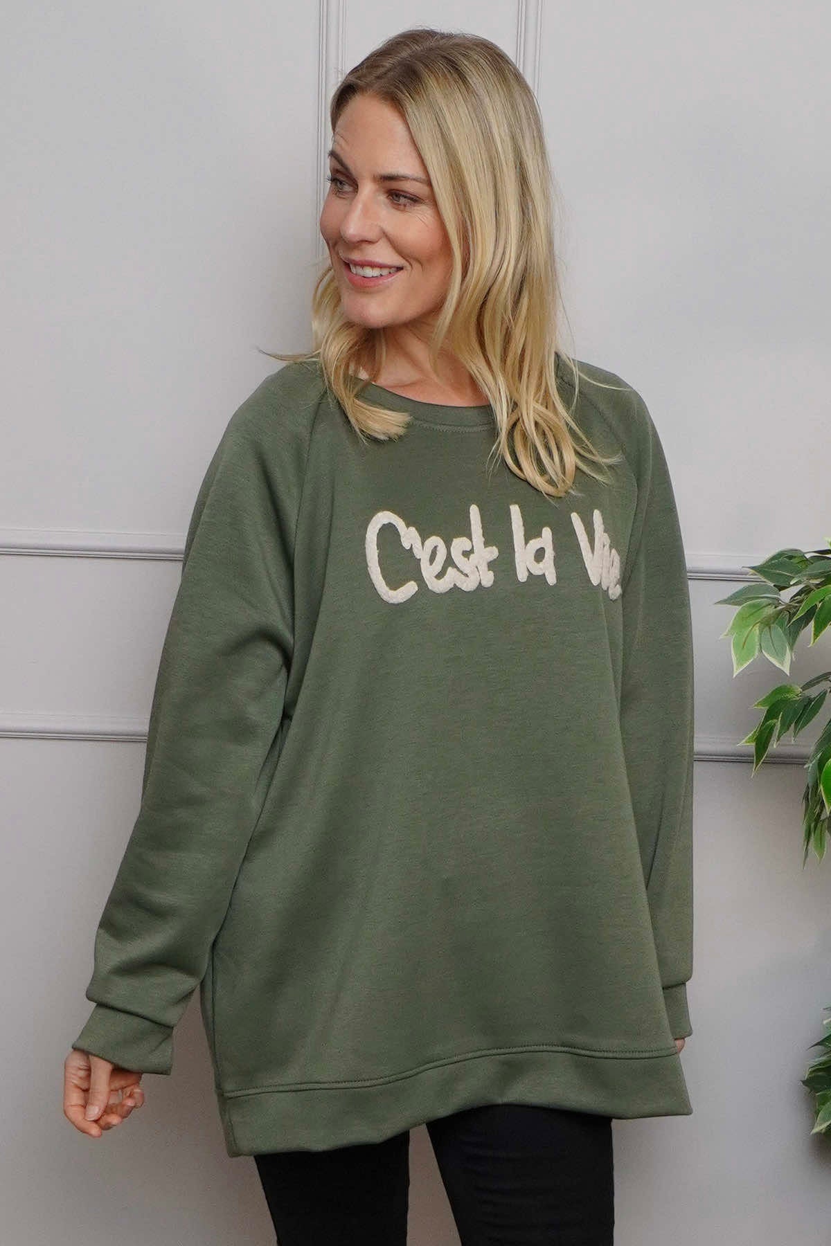 C'est La Vie Sweatshirt Khaki