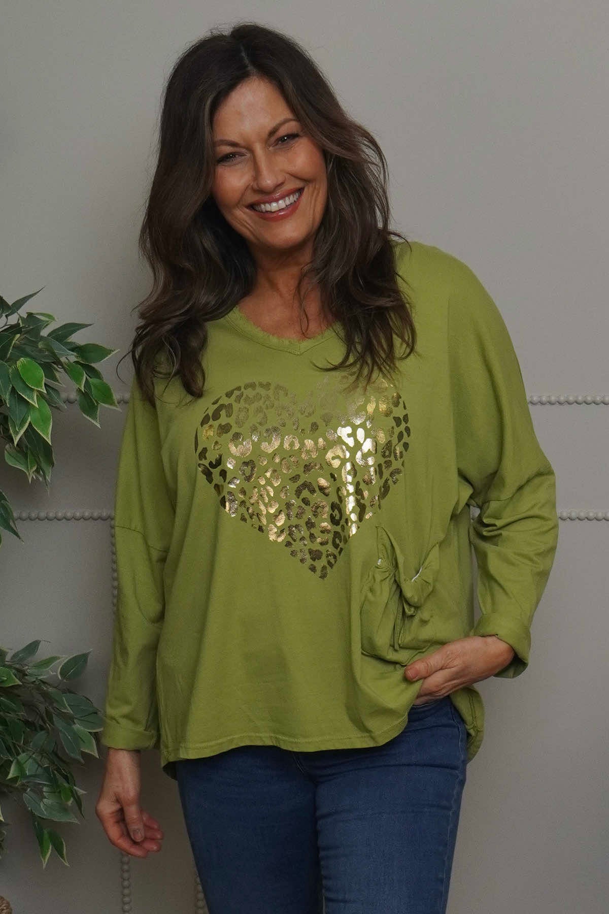 Cherie Heart Cotton Top Green