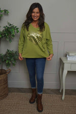 Cherie Heart Cotton Top Green Green - Cherie Heart Cotton Top Green