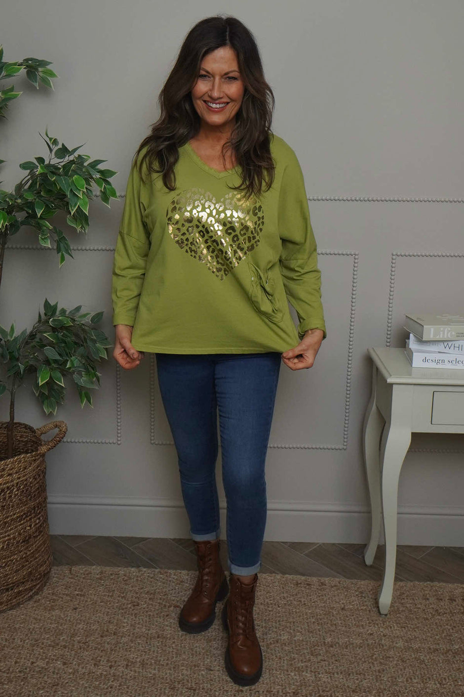 Cherie Heart Cotton Top Green