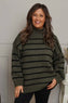 Joella Stripe Knitted Jumper Khaki