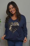 Cherie Heart Cotton Top Navy