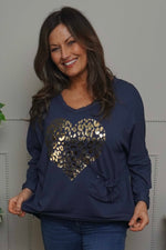 Cherie Heart Cotton Top Navy Navy - Cherie Heart Cotton Top Navy