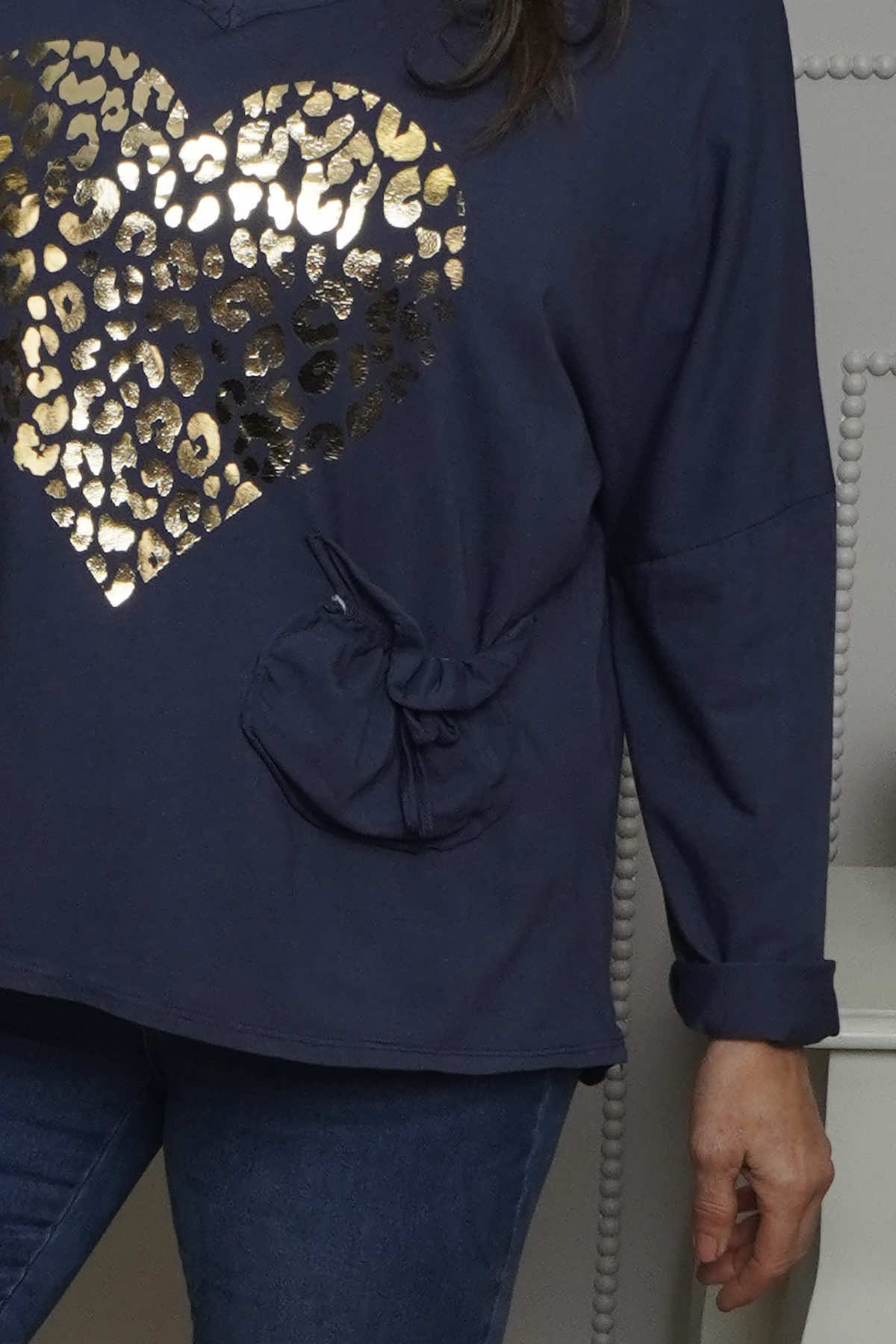 Cherie Heart Cotton Top Navy