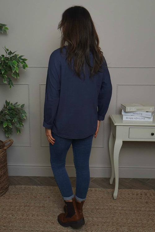 Cherie Heart Cotton Top Navy - Image 4