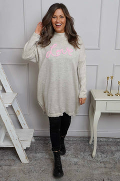 Love Knitted Jumper Dress Stone