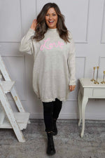 Love Knitted Jumper Dress Stone Stone - Love Knitted Jumper Dress Stone