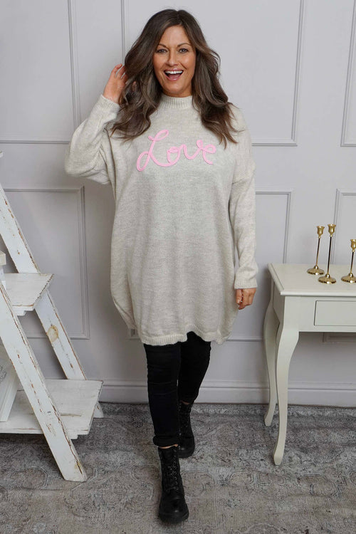 Love Knitted Jumper Dress Stone