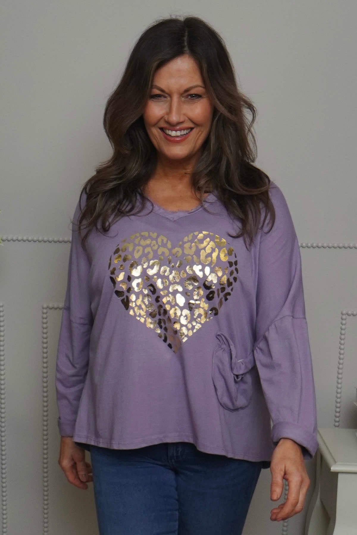 Cherie Heart Cotton Top Purple